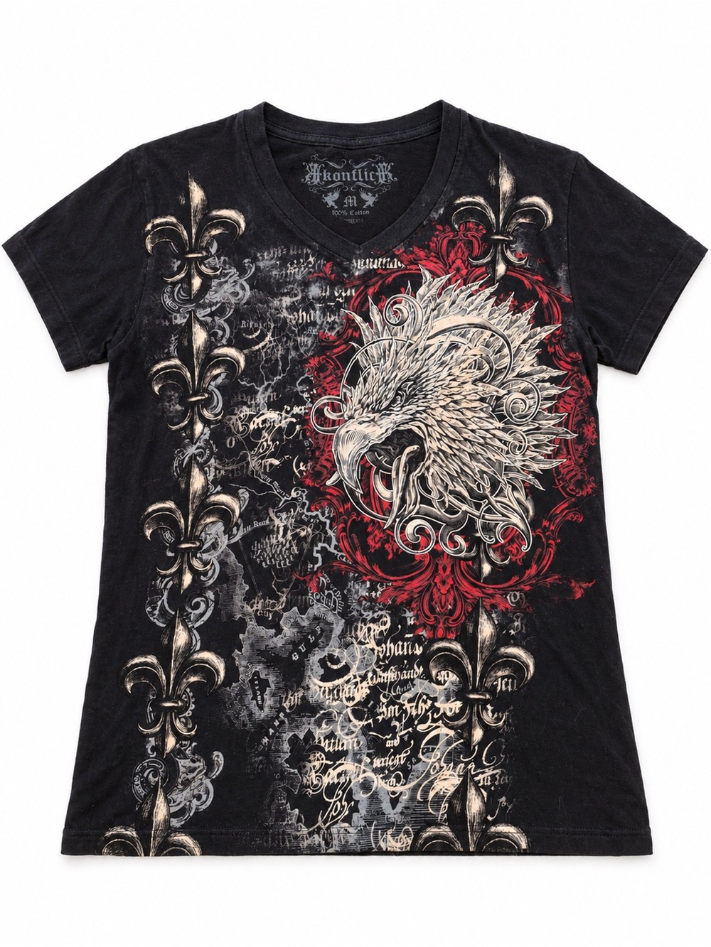 Y2K Monolithic Eagle Fleur de Lis Graphic Tee M